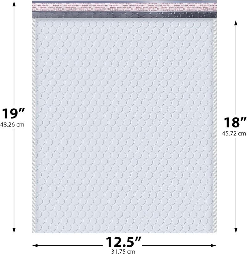 MAILERVIEW White 12.5x19.5 Inch Large Poly Bubble Mailers #6 | Padded Envelopes with Self Seal | Air Lined Cushioned Bubble Mailer | Usable Size 12.5x15 | 50 Pack Bulk | Lightweight shipping Bags | Made in USA - Image 2